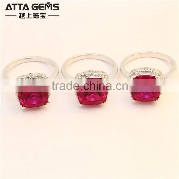 Beautiful Cushion Shape Synthetic Ruby Sapphire Gemstone 925 Silver Ring for Girl photo-4