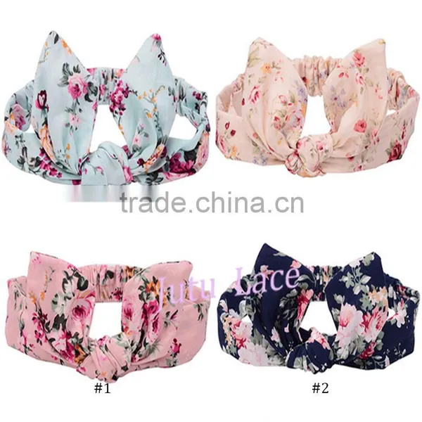 Fancy Cotton Fabric Wide Headware - Fashion Stretch Knited Headwraps -floral Custom Printed Elastic Headbands photo-2