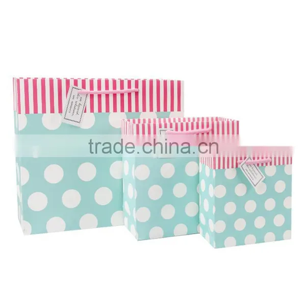 Fashionable High Quality Light Color Dot Design Birthday Gift Shopping Bag