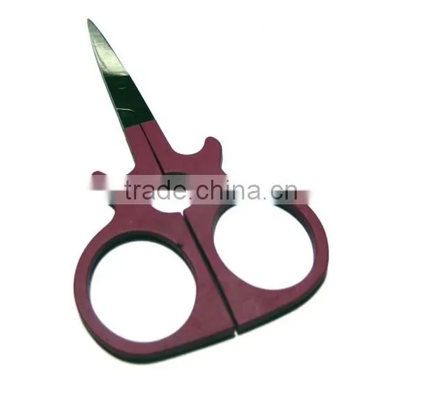 Wine Red Rubber Blasting Pattern Cosmetic Scissor photo-3