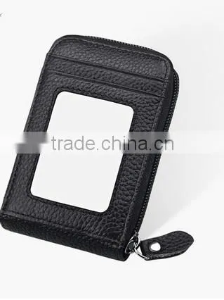 WCA Audited Factory Offers High Quality Leather Card Wallet With PVC Window ( W211) photo-3
