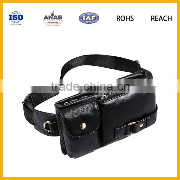 Factory Direct Sale High Quality Elegant PU Waist Bag With Two Small Pockets for Out Sports, Business photo-4