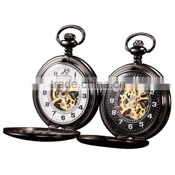 KS Skeleton Dial Hand Wind Analog Men Mechanical Pocket FOB Watch photo-3