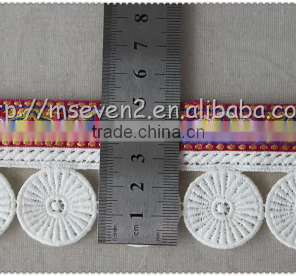 Hot Selling Fringed Polyester Jacquard Tape, Jacquard Tape Trim With Round Tassel for Garment photo-2