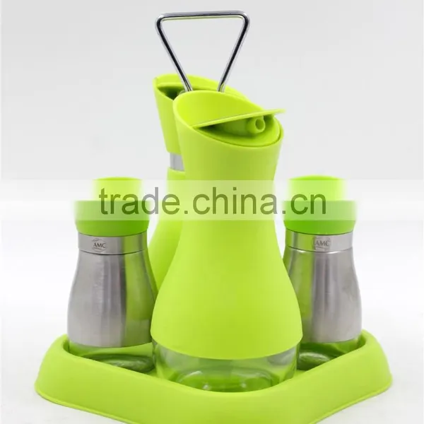 Glass Oil Jar Set Empty Jar Pet Clear Bulk Spice Jar Color With Stand photo-2