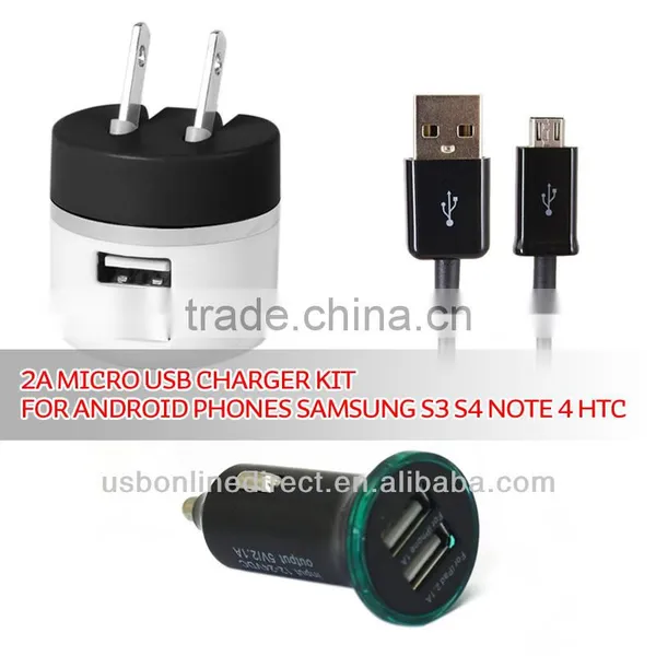 3 IN 1 Dual Usb Car Charger Usb Travel Wall Charger With Usb Charger For Samsung HTC photo-2