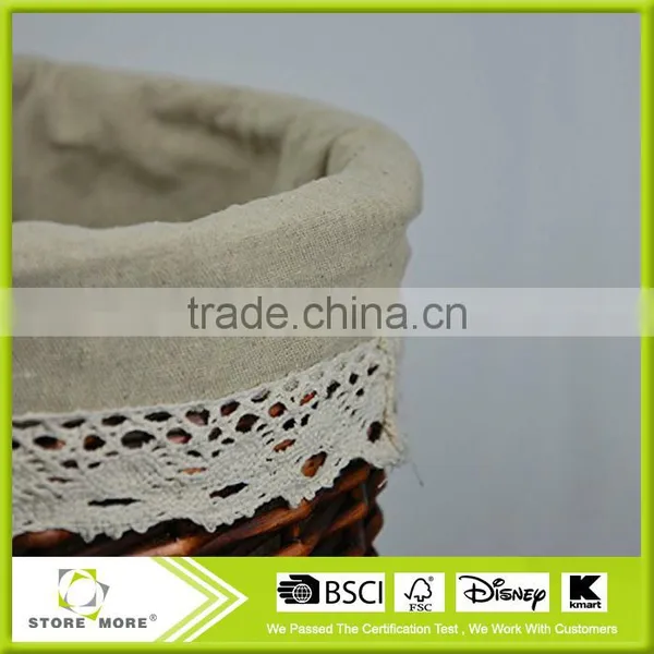 Round Wicker Laundry Basket With Lid and Linen Liner,Pack of 2 photo-3