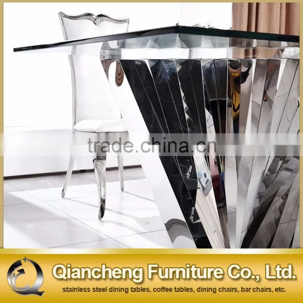 Fashionable Glass Mirror Silver Dining Table Dining Room Furniture photo-3