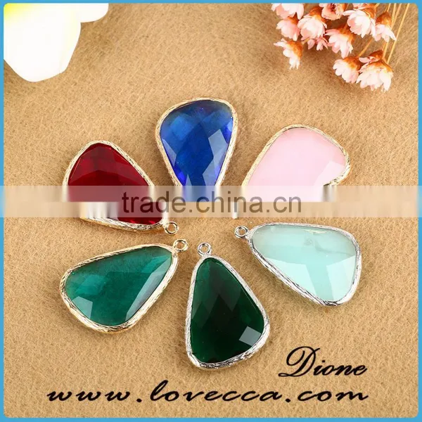Wholesale Gold/silver Plated Glass Bezel Pendant ,glass Stones With Brass Frame photo-3