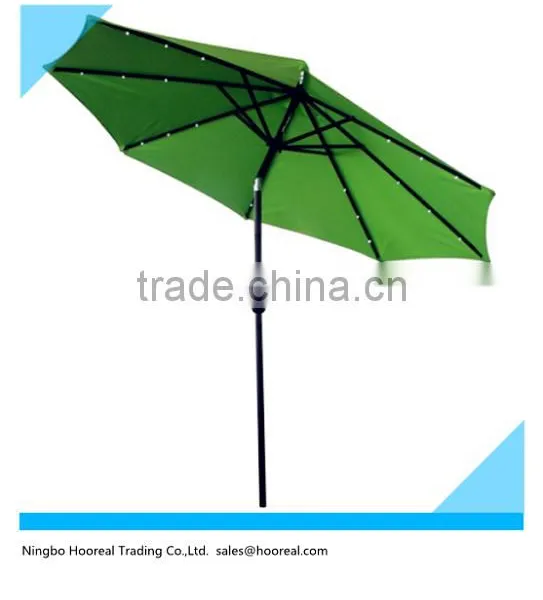 8ft-9ft-10ft Patio Solar Umbrella LED Light Tilt Deck Waterproof Garden Market Umbrella Aluminum Crank Tilt Deck Yard Beach photo-2