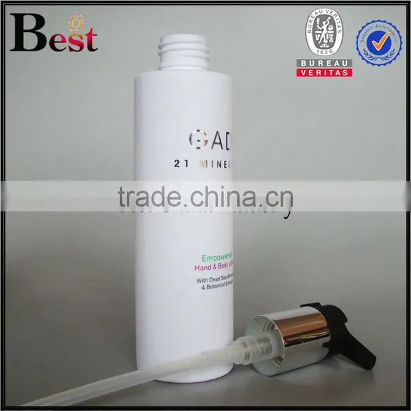Cosmetic Screen Printing Flat Shoulder Beard Oil Pomade Shampoo Detergent Lotion White Aluminum Pump 200ml Plastic Bottle photo-5