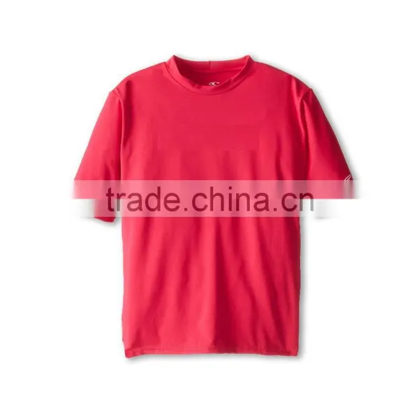 Wholesale OEM 89% Nylon 11% Elastane Little Kids Big Kids Short Sleeve Stretch Quick Drying Basic Crew Neck Skins Rash Guard Tee photo-5