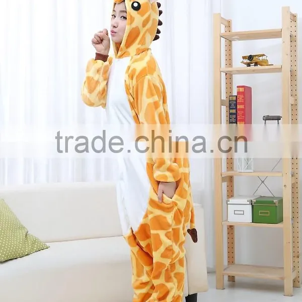 Flannel Cartoon Adult Animal Jumpsuit Animal Pajamas Jumpsuit Giraffe Design photo-6