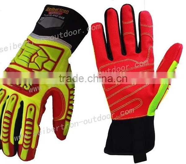 EN388 4132 Oilfield Anti Impact Gloves, Palm Reinforcement Gloves, Rigging Working Gloves,