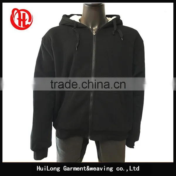Plus Size Men White Lining Winter Black Hoodie Jacket