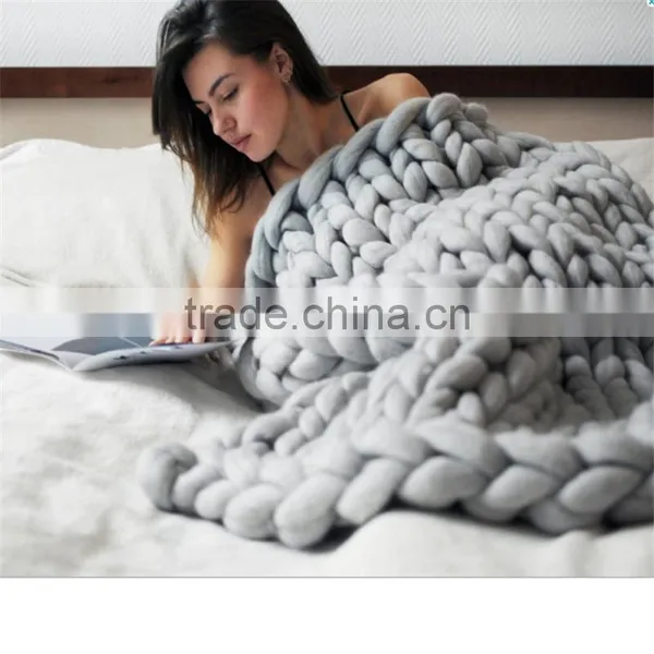 Merino Wool Grande Large Blankets/Giant Knit/Cozy Throw Chunky Blanket photo-4