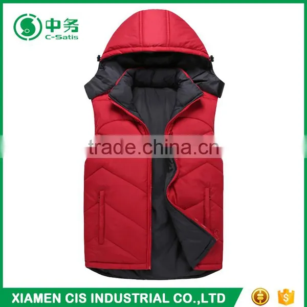 Top Fashion Winter Warmful Outwear Mens Hooded Reversible Down Feather Vest photo-2