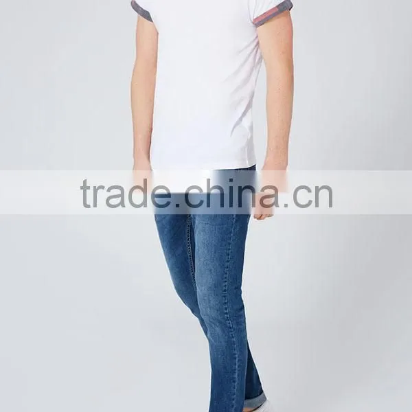 Custom Promotional Round Neck Plain White Men Rolled Sleeve t Shirts photo-5