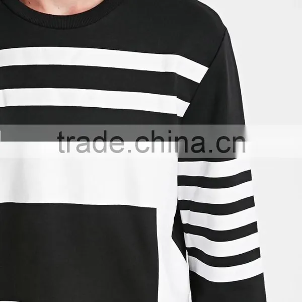 Wholesale Striped Box Print Sweatshirt Custom Design Men's Crew Neck Sweatshirt photo-3