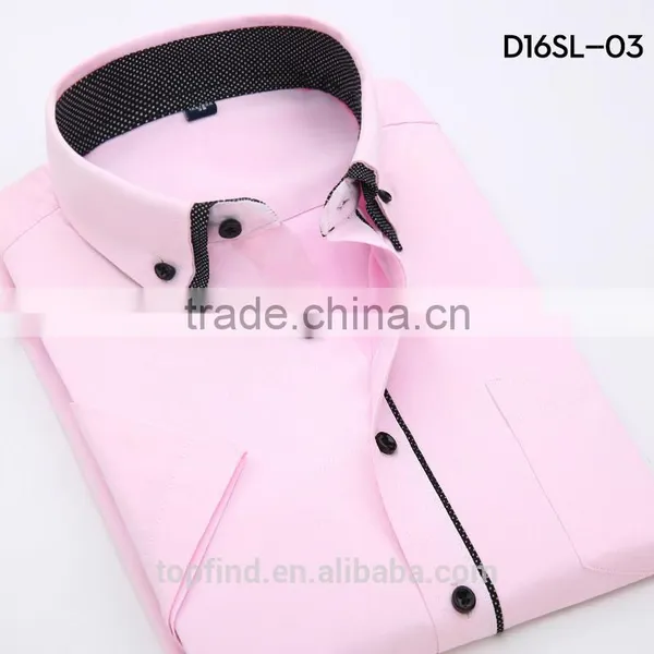 2016 New Arrival Summer Season Fancy 35% Cotton Double Collar Solid Color Short Sleeve Shirt for Man photo-3