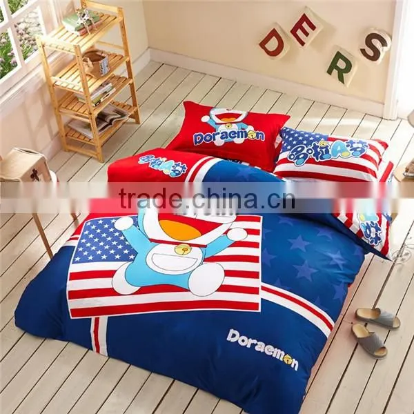 2016 Newest Cartoon Queen Bedding Set Doraemon 100% Cotton Bedding Set High Quality Wholesale Price