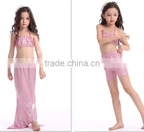 Kids Swimwear Shinny Mermaid Scales Beachwear Shell Top&mermaid Buttoms photo-5