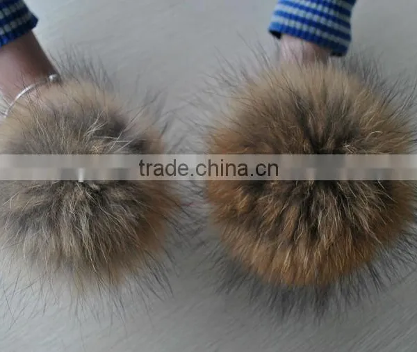YR892 All Colors Real Raccoon Fur Ball/ Fur Pom Poms photo-2