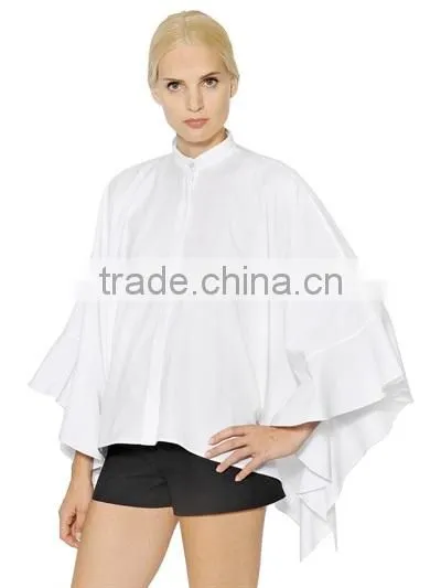 New Style Girls Pure White Cloak Blouses,Long Sleeve Blank Plain Cloak Blouses for Women photo-4