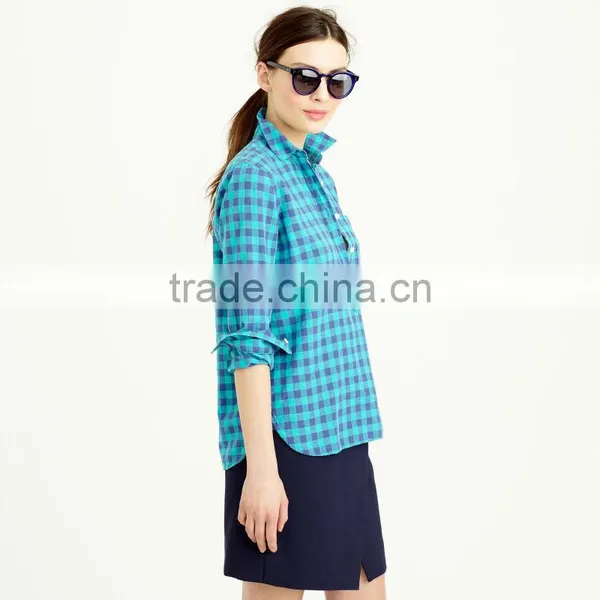 Womens Long Sleeve Fashion Plaid Shirts Tops,Custom Casual Loose Plaid Shirts For Women photo-3