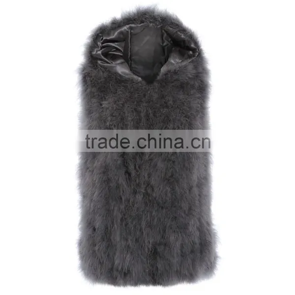 SJ007-01 Hot Sale Hooded Real Feather Clothes for Woman photo-3
