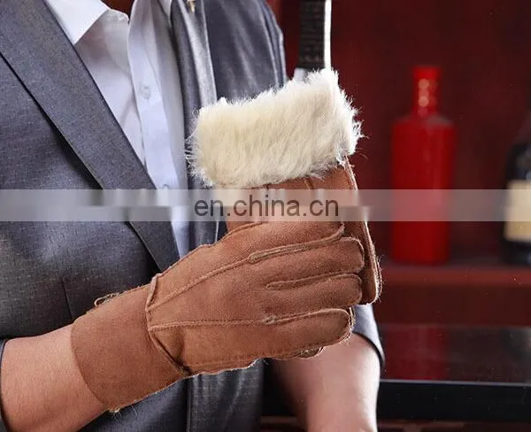 Factory Wholesale 100% Real Sheepskin Fur Gloves photo-2