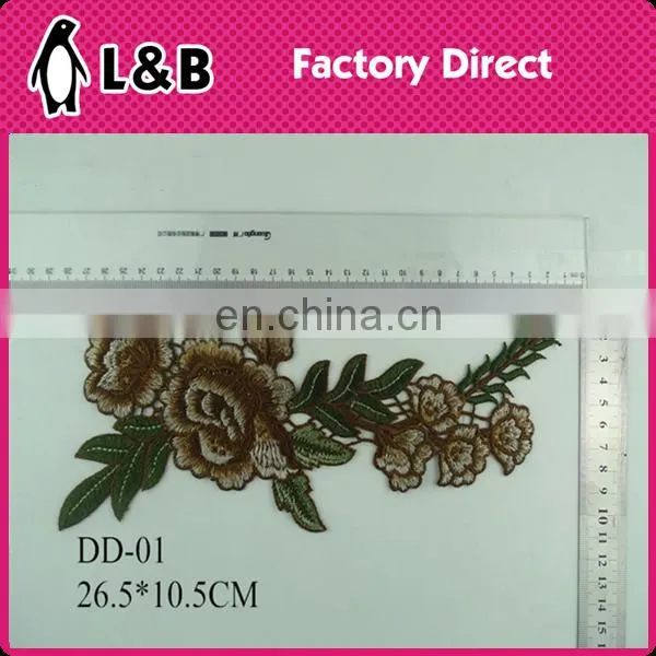 DD-07 Wholesale Latest Embroidery Designs Yellow Free Flower Necklace Sew-on Flower Embroidery Patch for Clothes photo-5
