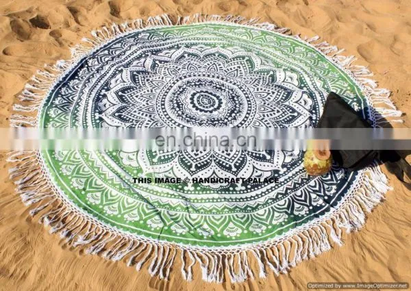 Indian Ombre Tassels Round Mandala Table Cloth Throw Hippie Yoga Mat Towel Bohemian 72" Round Table Cover Throw Wholesale Lot photo-5