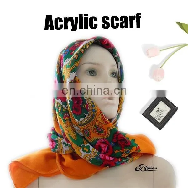 2016 Fashion Lady Scarf, Soft Acrylic Scarf, Printed Acrylic Hijab Factory, 100%Polyester Square Scarf Suit for Woman photo-3