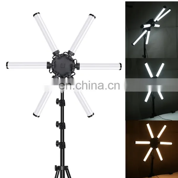 26 Inch LED Live Light Portable Battery External Shooting Anchor Light Six Arm Six Tube Photography Beauty Live Light photo-6