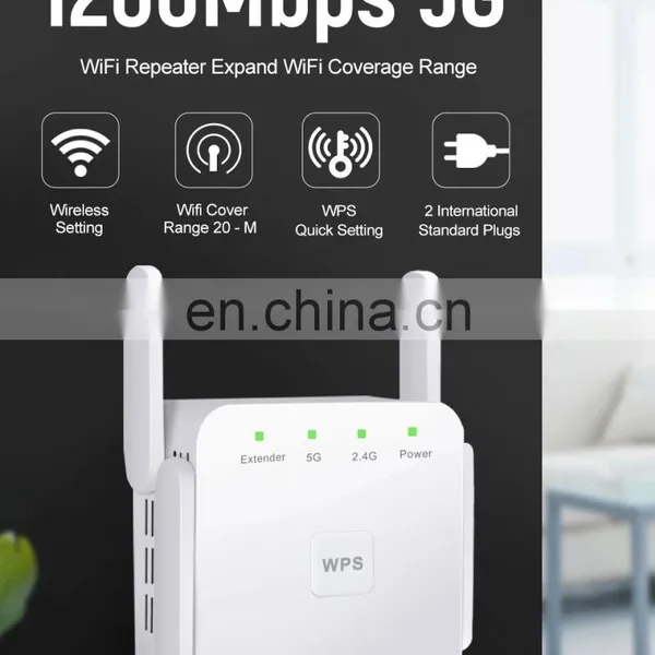 Wifi Extender 5GHz Signal Amplifier 802.11N Wifi Booster 1200Mbps Wifi Repeater With US/EU Plug photo-3