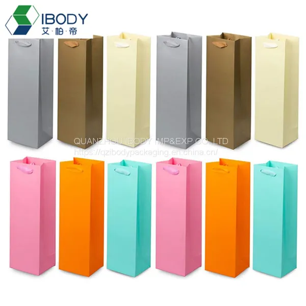 Degradable White Cardboard Reusable Single Bottle Red Wine Packaging Gift Bag photo-3