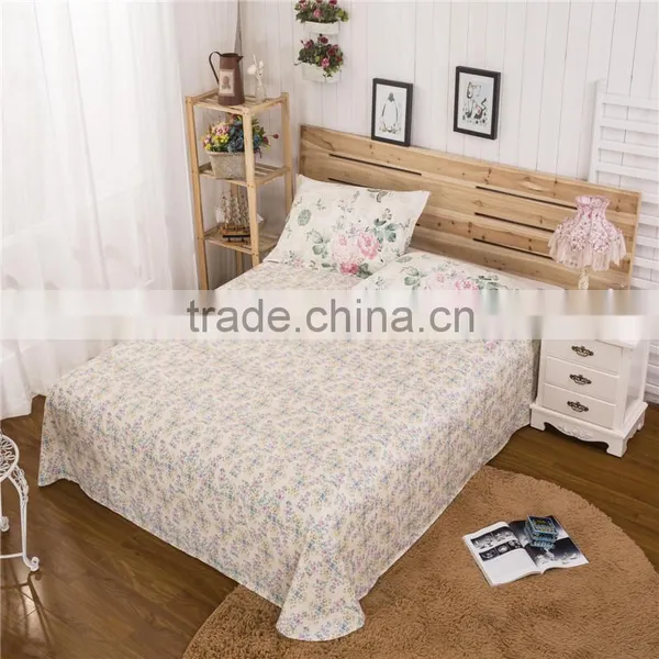 Modern Floral Printed Two Colors Bed Linen Sets 100% Cotton Flat Sheet Set All Size photo-3