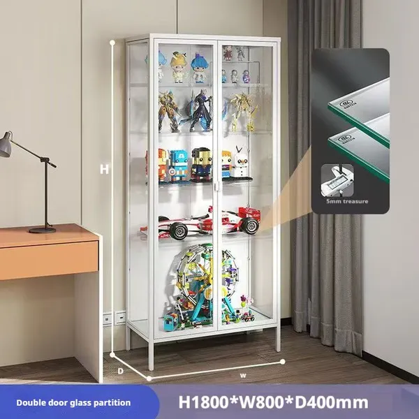 Commercial LED Curio Cabinet With Glass Door & Lock, 4-Tier Tall Slim Display Shelf for Retail Stores, Office Lobby & Gift Shops photo-4