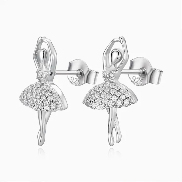 Shining Star Jewelry Dancing Girl Sterling Silver Stud Earrings Jewelry Women photo-5