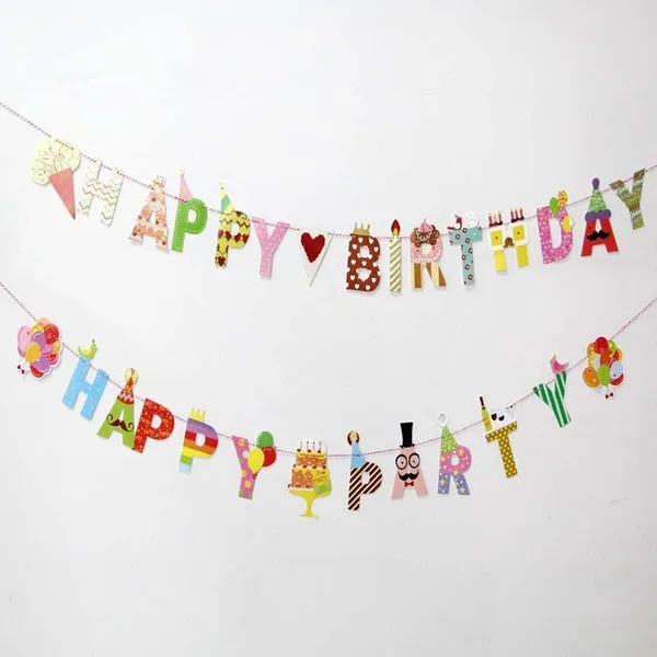 Birthday Party Banners Cartoon HAPPY BIRTHDAY Letter Garland Children Birthday Bunting Party Decoration Colorful Party Supplies photo-5