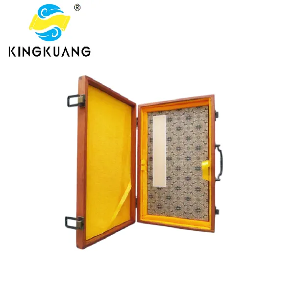 Solid Wooden Box with Song Brocade Fabric Jewerly Storage Package Box