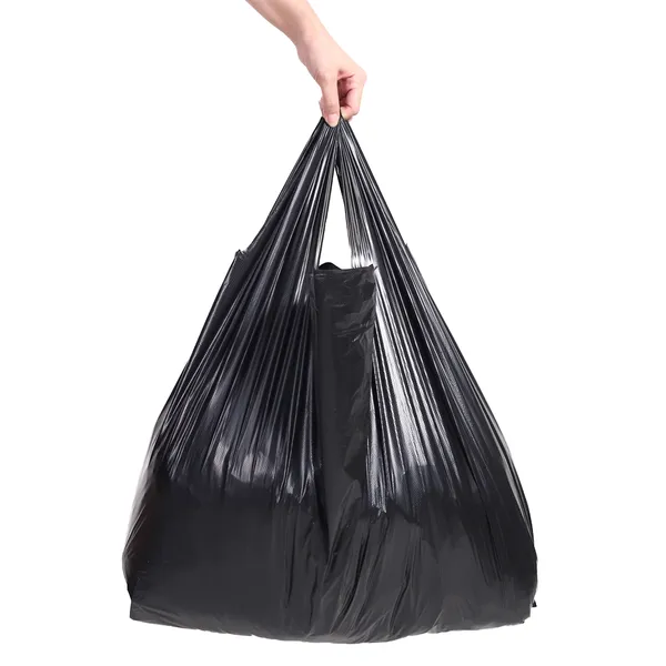 Black Plastic LDPE Garbage Bag Roll with Handle,Heavy Duty Recycle Garbage Disposable Household Rubbish Trash Bag