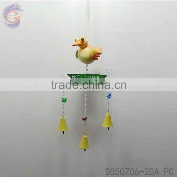 Metal Crafts of Metal Bird Wind Bell Chimes With Welcome Sign for Garden Decoration
