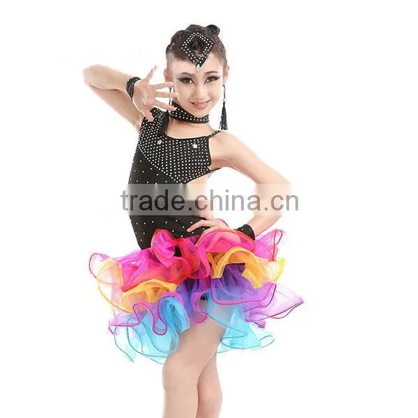 Luxury Good Quality Fringe Latin Dress Professional Latin Dance Costume Dress Kids Performance Wear photo-6