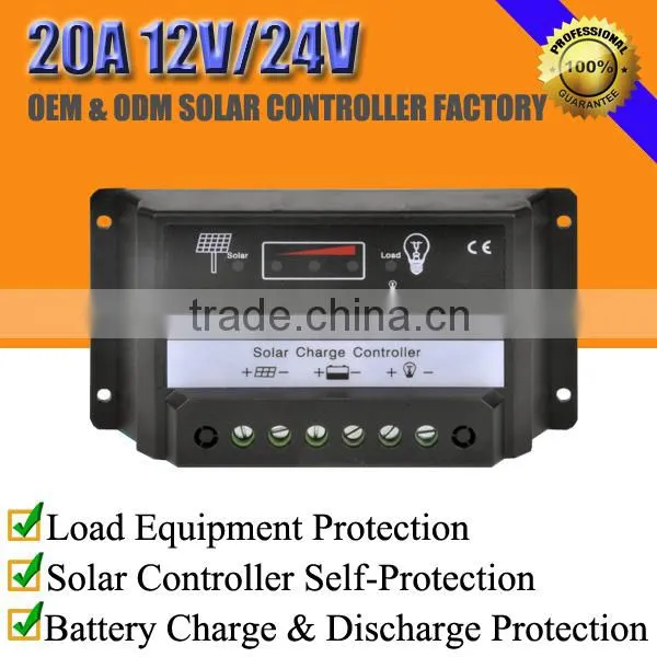20A 12V/24V Automatic Solar Home System Charge Regulator Controller