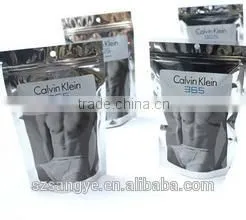 Resealable CMYK Gravure Printing Men Plastic Bag Ziplock Underwear Packaging Pouch Aluminum Foil Bags