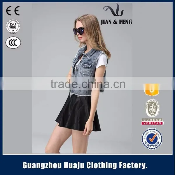 2016 New Style Female Sleeveless Denim Vest for Sale photo-5