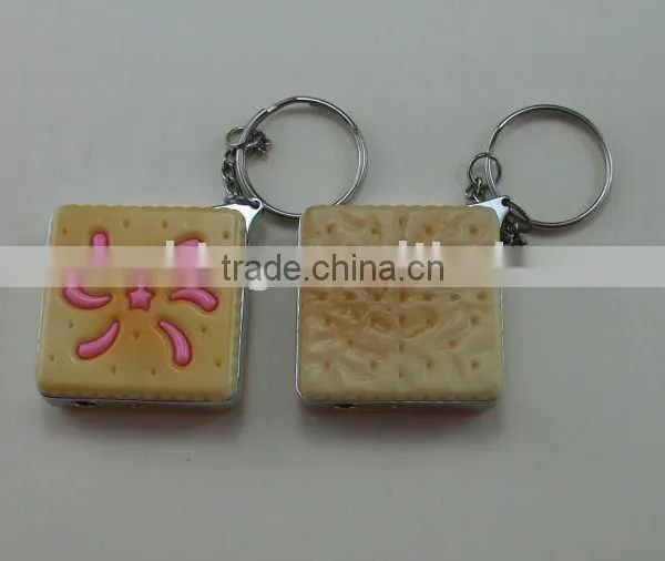 SQUARE BISCUIT PLASTIC LIGHTER WITH KEYCHAIN