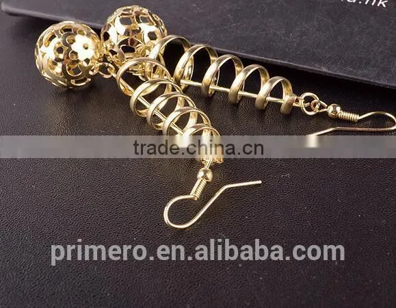 New Models Fashion Jewelry Spiral Gold Hollow Pellet Dangle Drop Earring photo-4